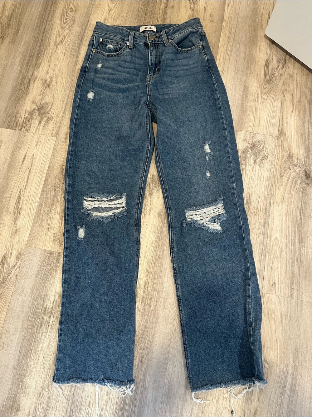 DBJ Distressed High-Rise Straight Jeans